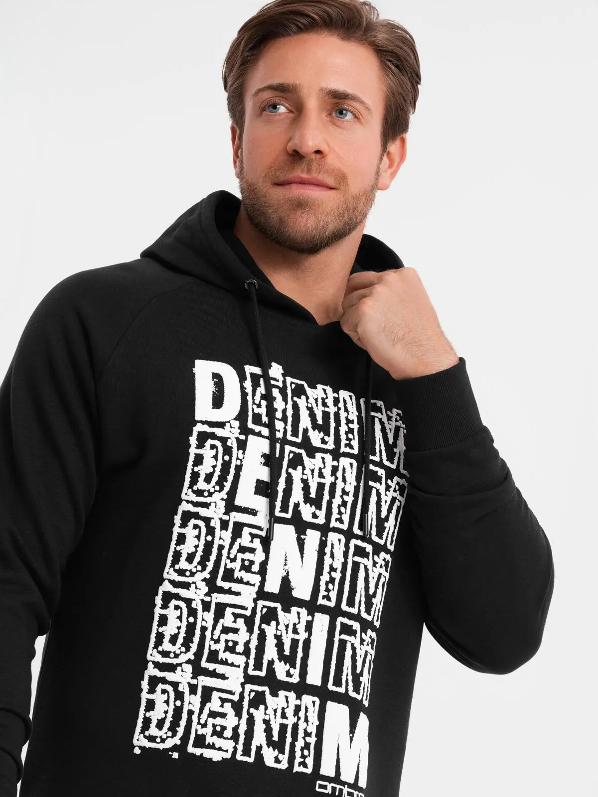 Ombre Men's unlined kangaroo sweatshirt with hood and print - black
