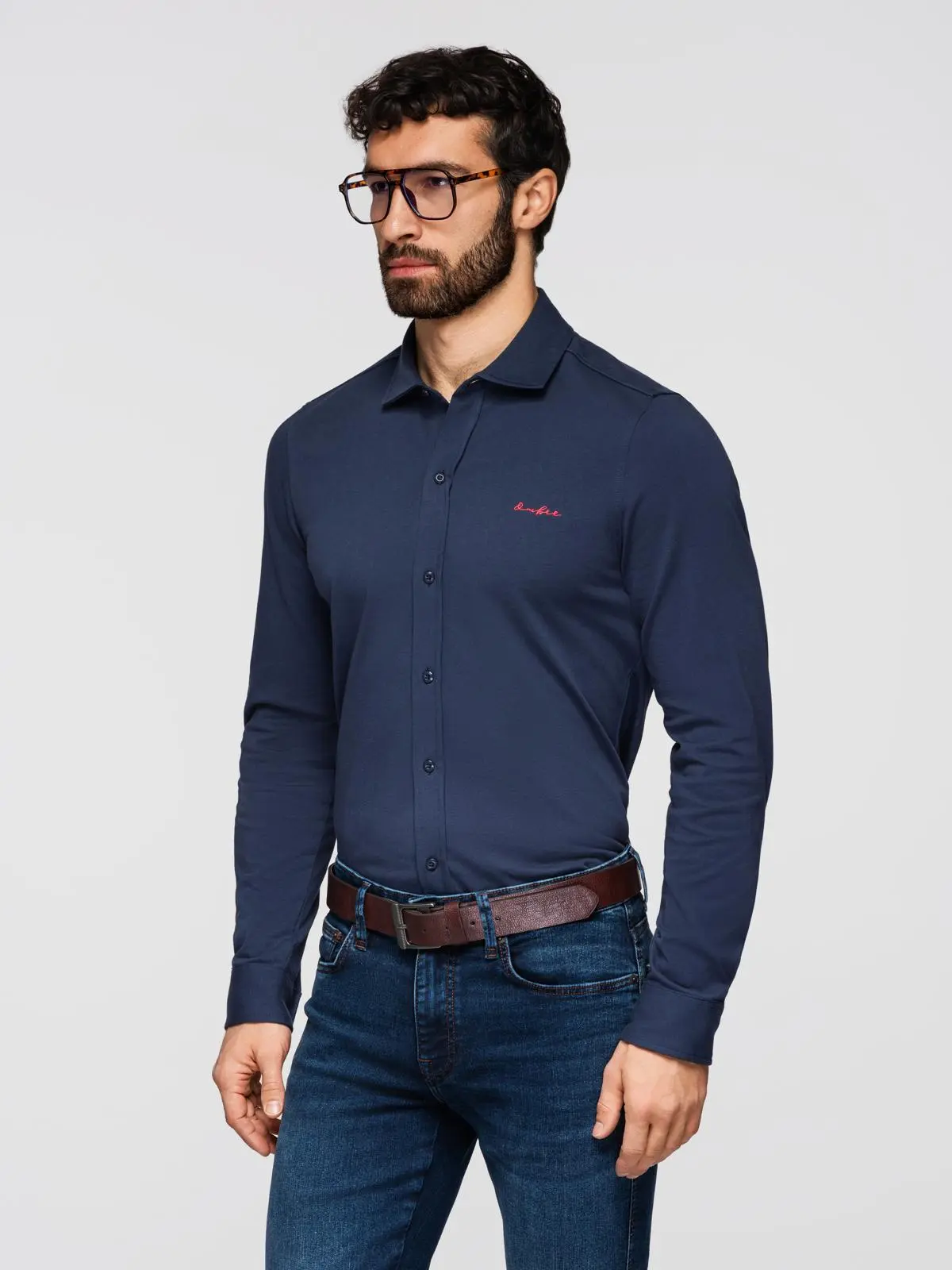 Pánská košile Ombre REGULAR FIT s kapsou - šedá