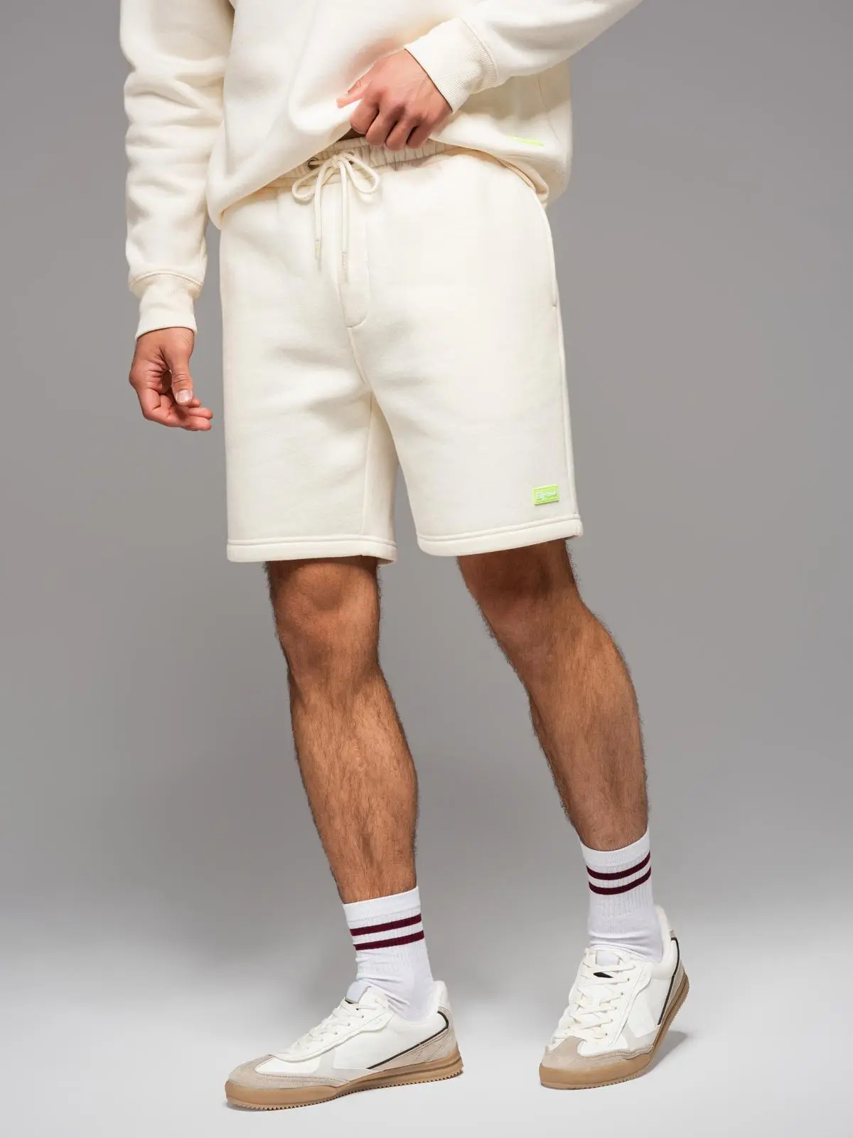 Ombre Unisex sweat shorts with drawstring waist - cream