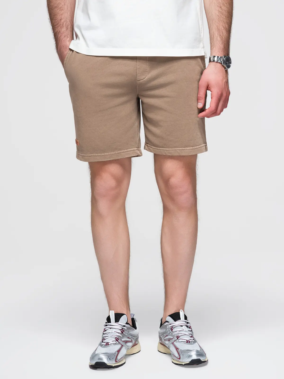 Ombre RELAXED FIT men's athleisure style short sweat shorts - light brown