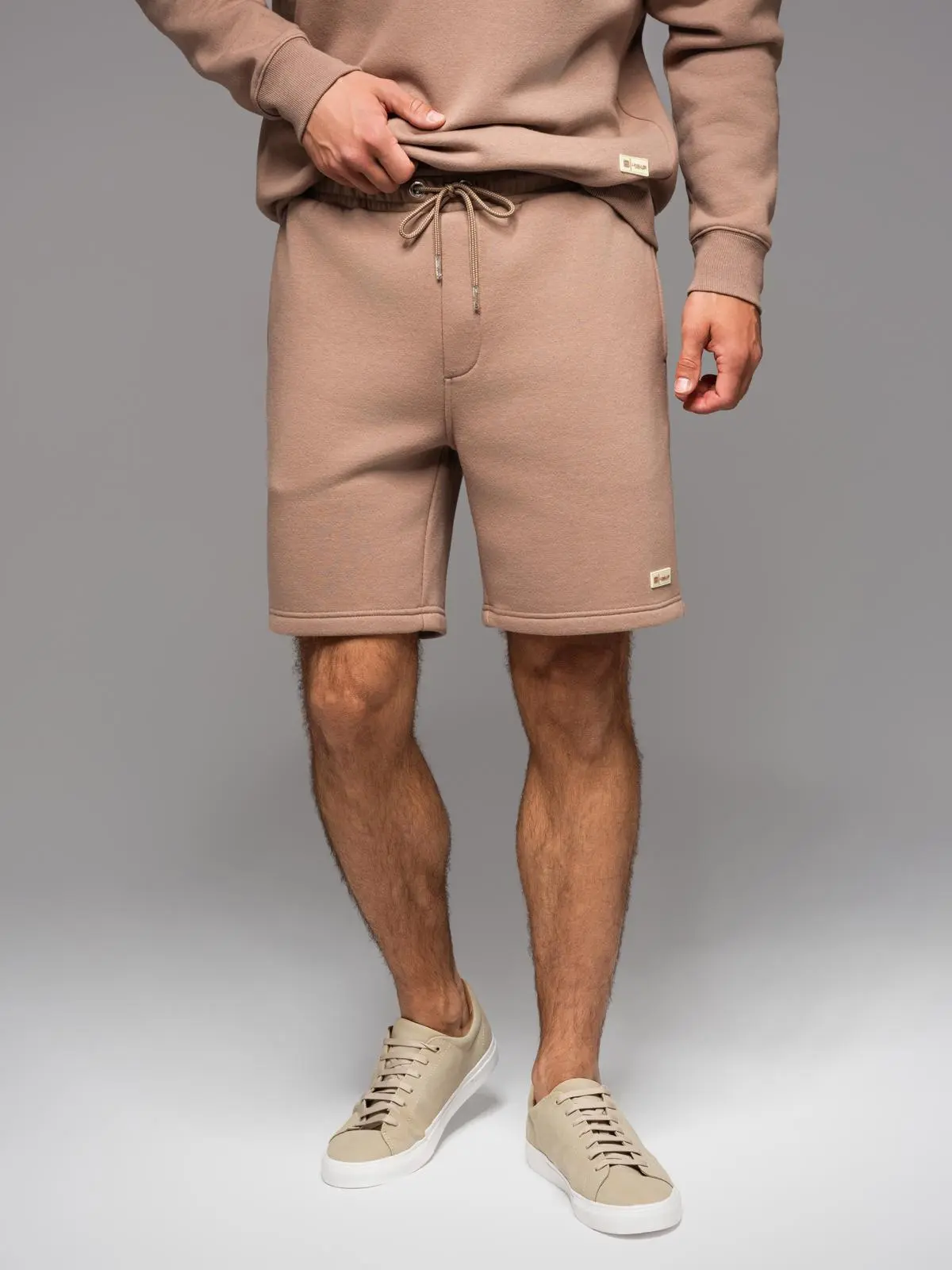 Ombre Unisex sweat shorts with drawstring waistband - brown