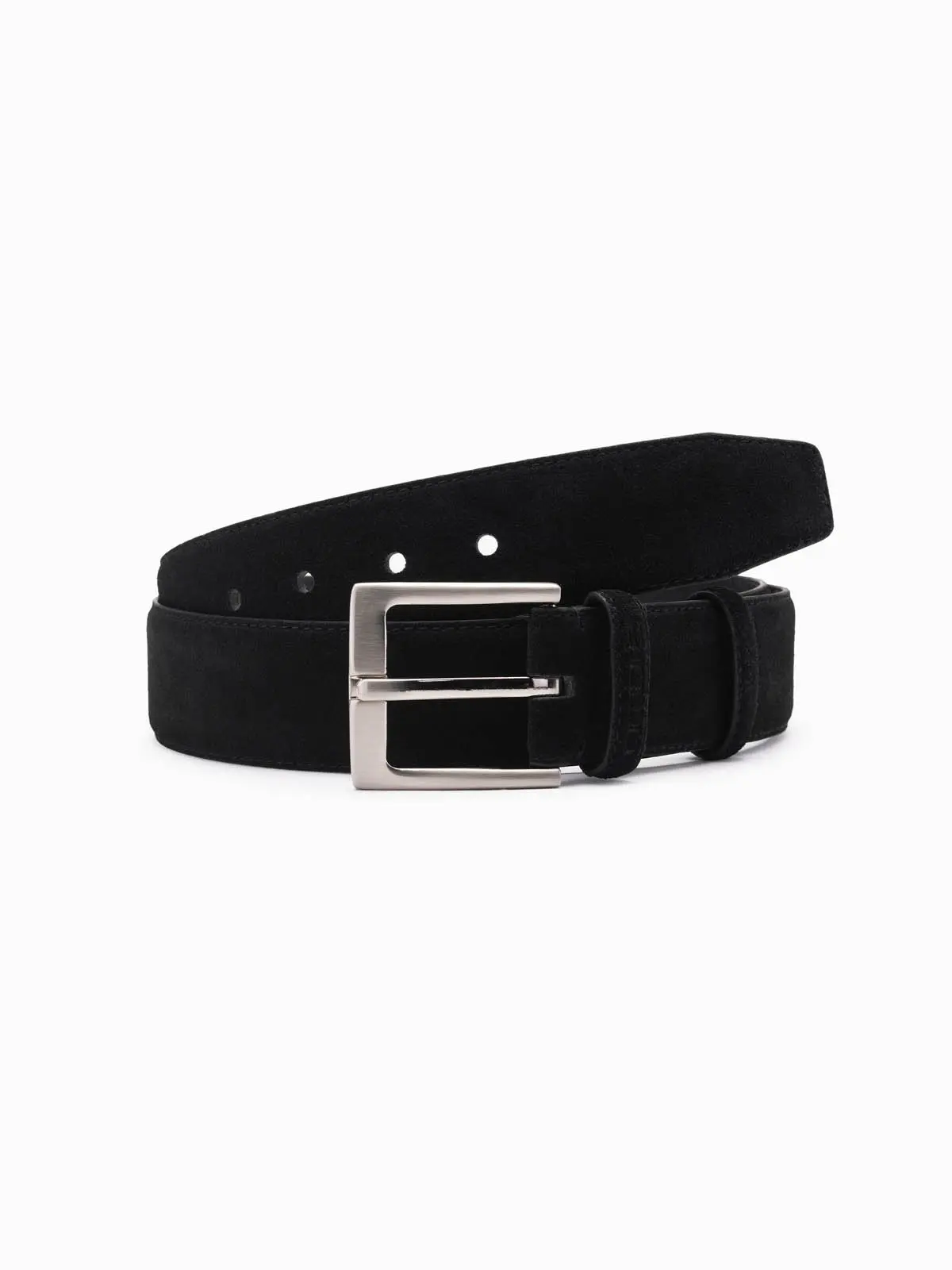 Ombre One-color men's natural suede belt - black