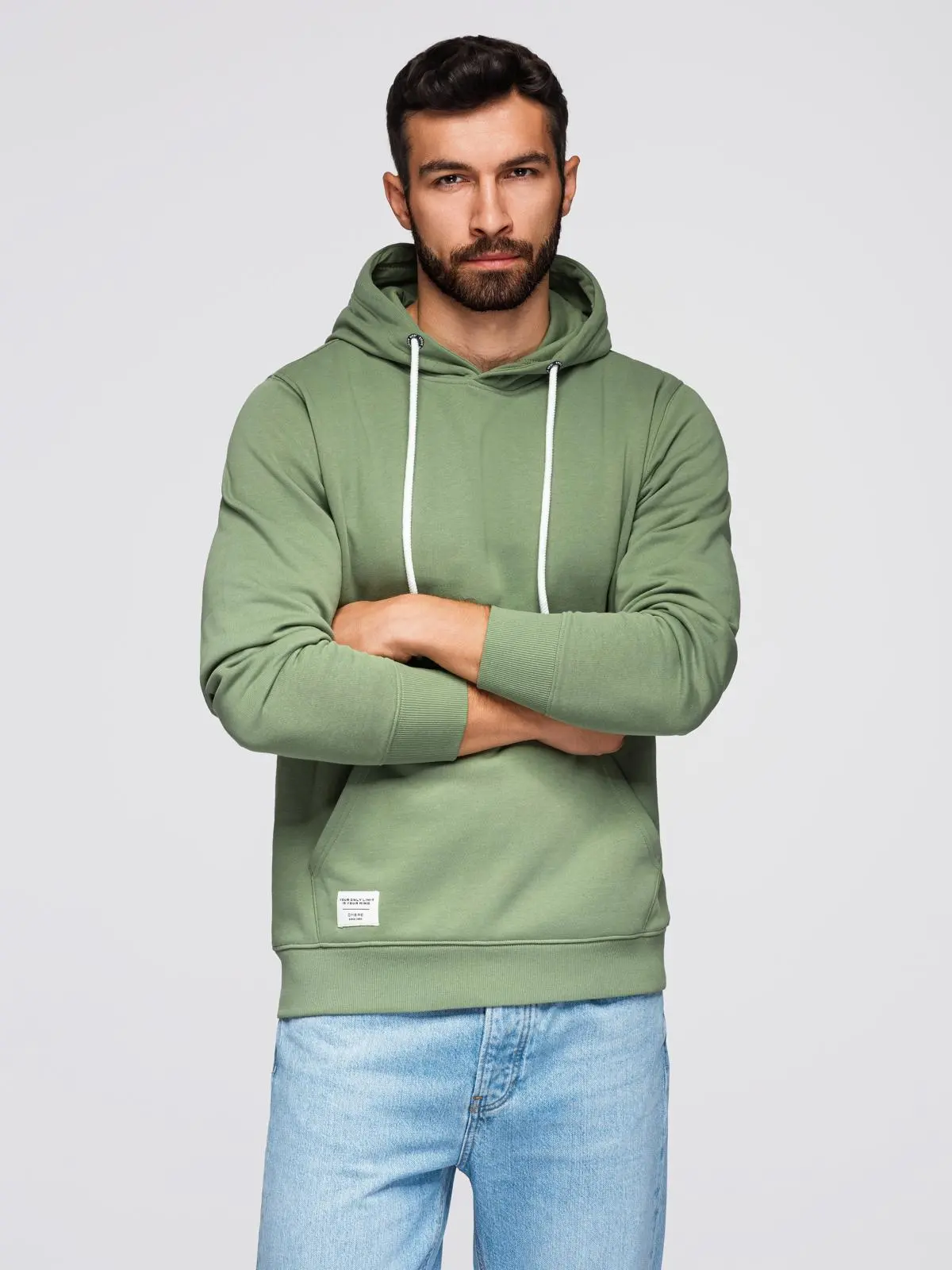 Ombre Men's kangaroo sweatshirt with hood - green