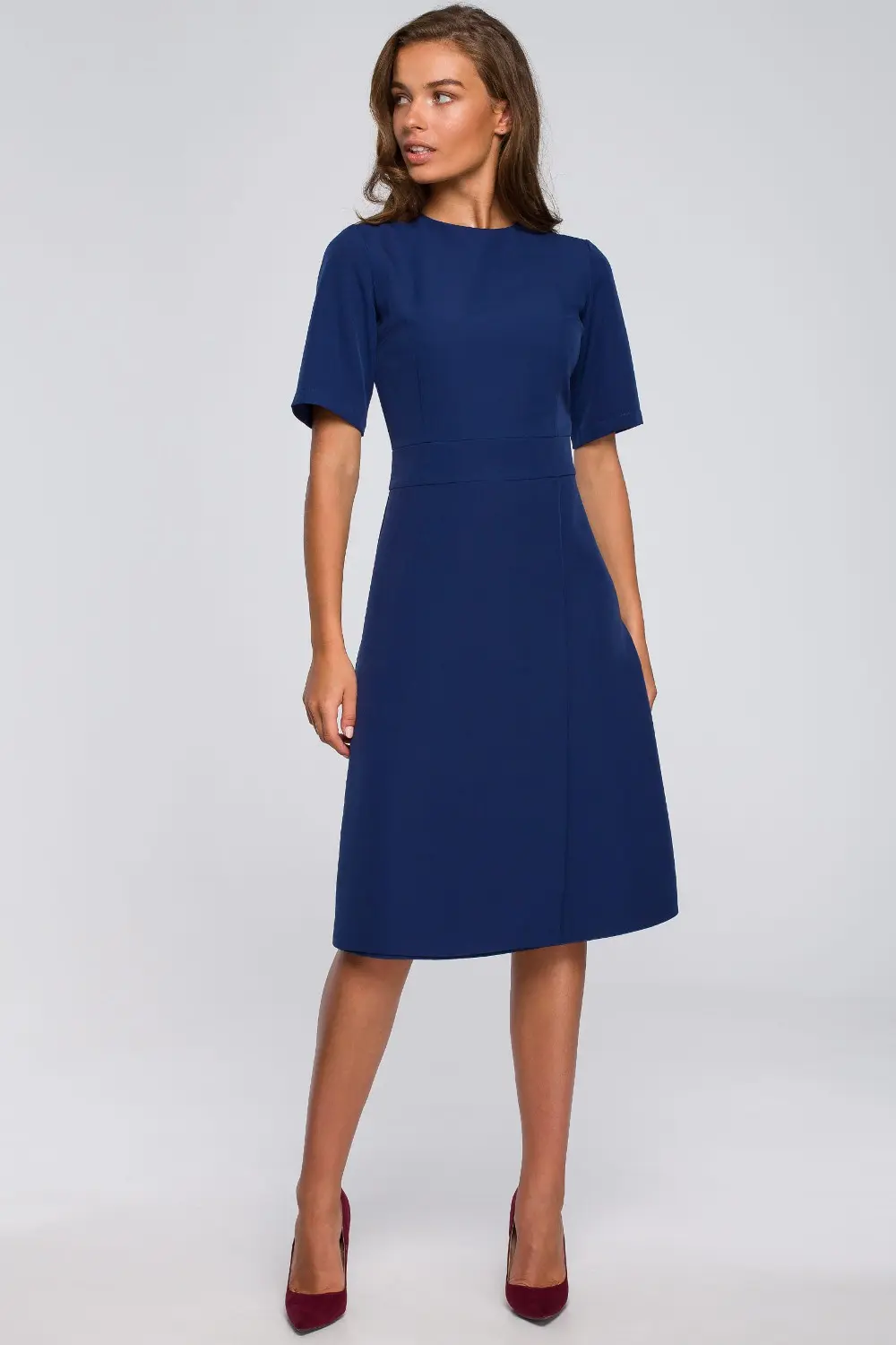 Stylove Woman's Wrap front dress - navy blue