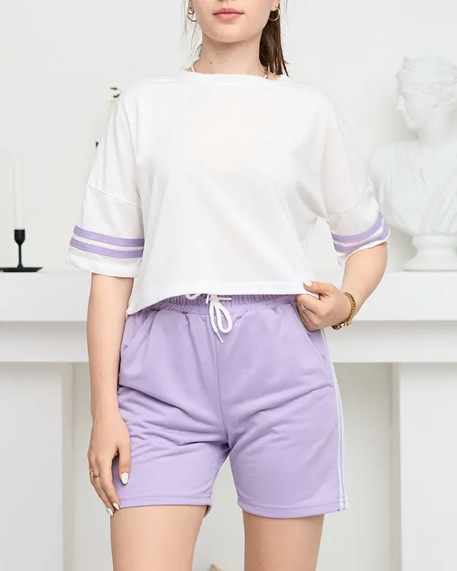 Resti Women's sports tracksuit set with purple stripes - Clothing
