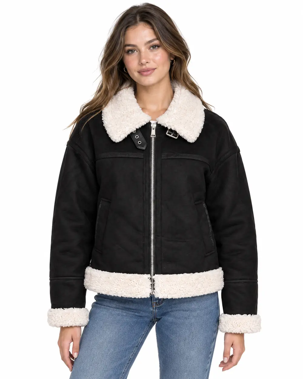 Dámský shearling kabát - 11Z8235 Camel