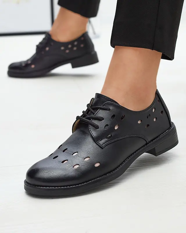 Resti Women's openwork eco leather half shoes in black Selofso- Footwear
