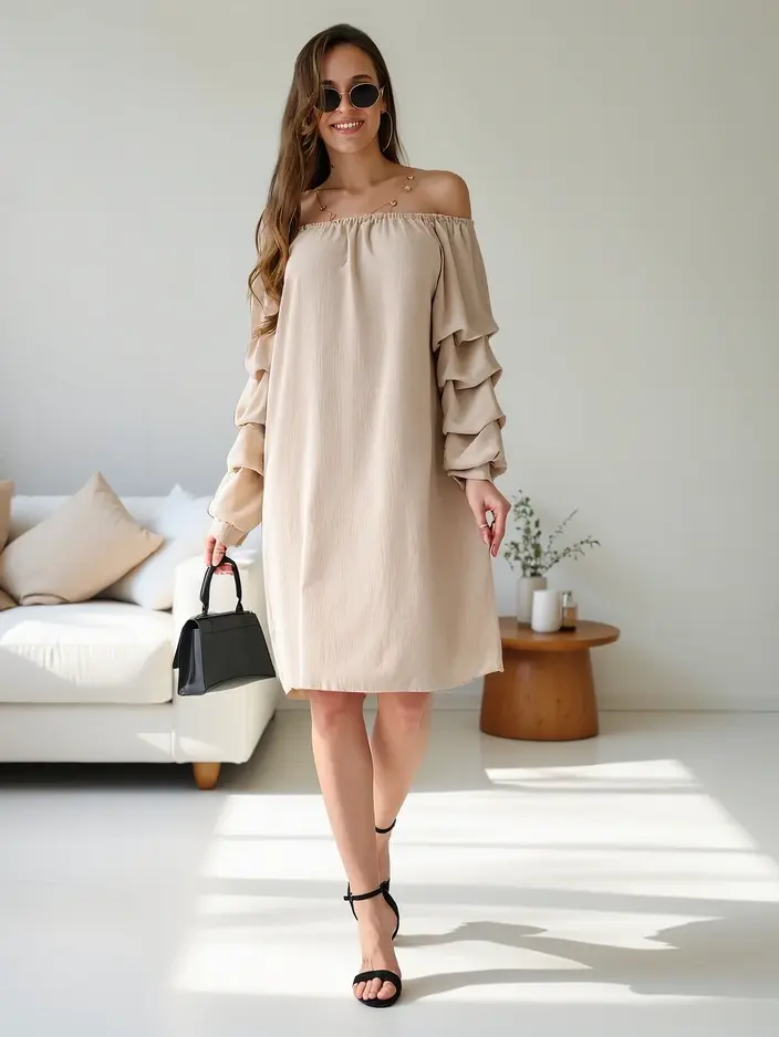 Resti Smooth women's dress a'la Spanish with ruffles