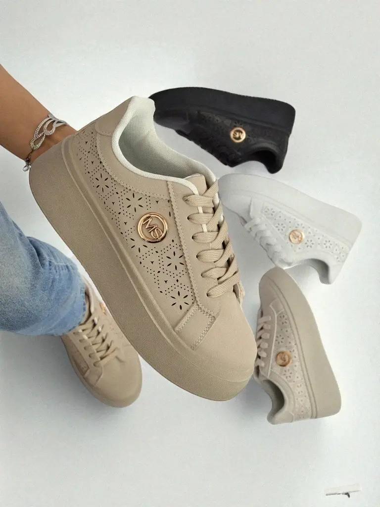 Resti Women's platform sneakers Callista ecru eco-leather