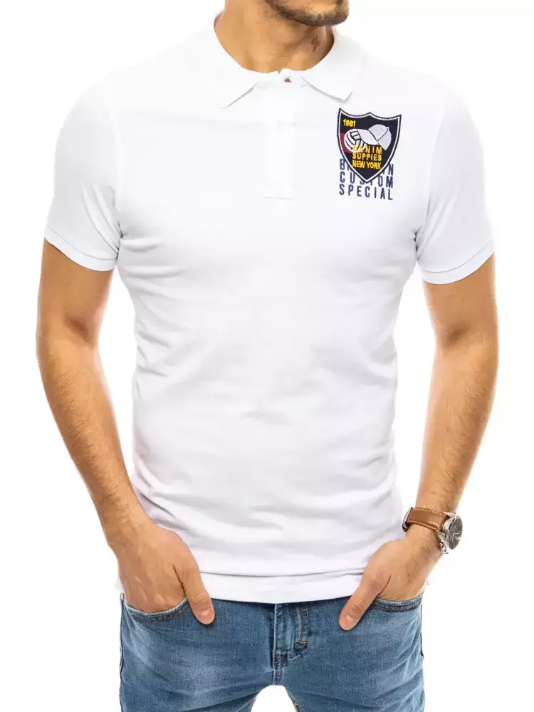 Polo tričko s výšivkou bílé Dstreet
