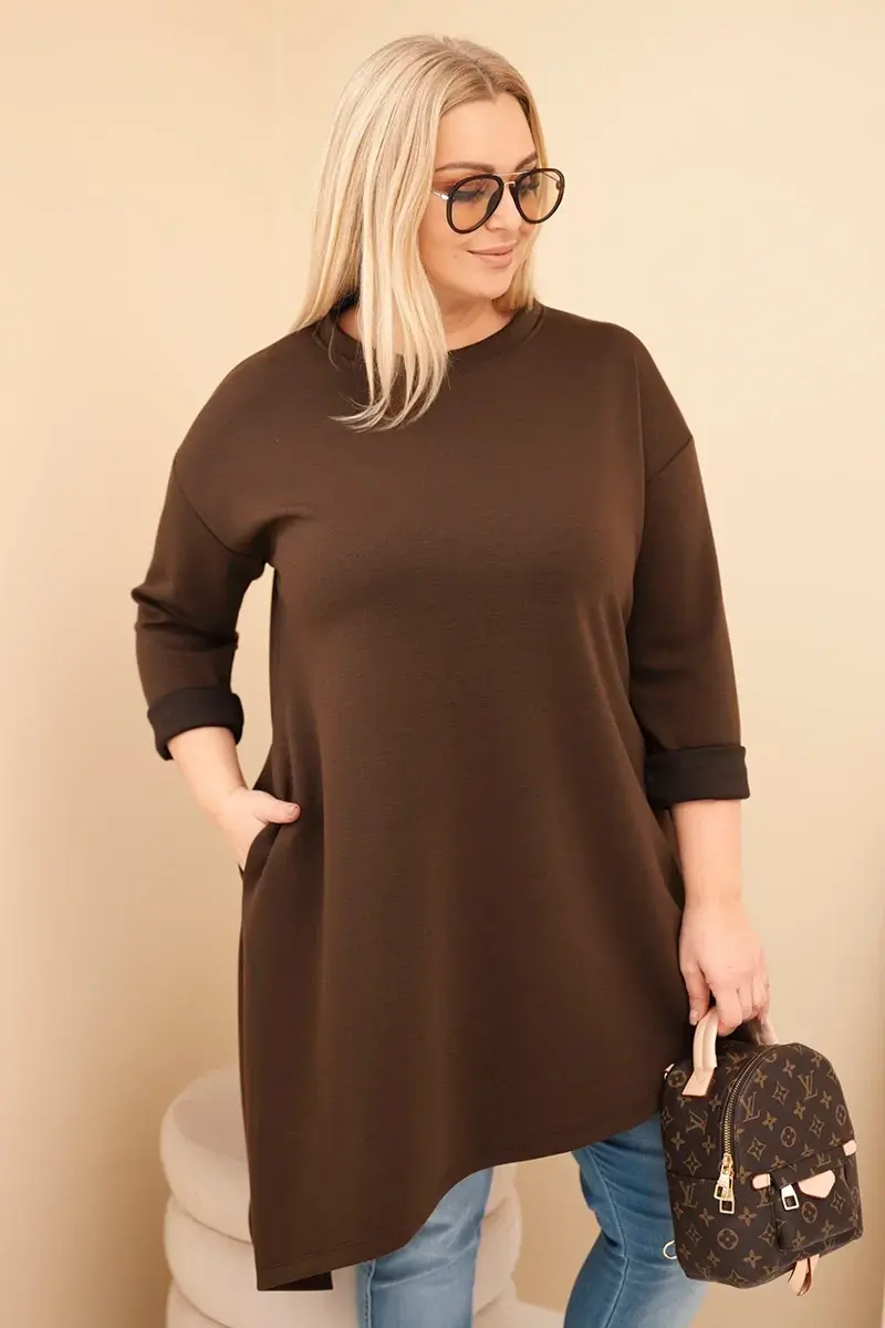 Kesi Dámská mikina Plus Size 7834 Barva: Hnědá, Velikost: UNI