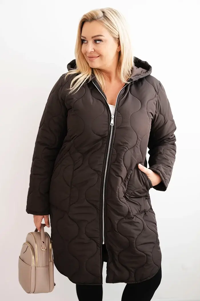 Kesi Dámská bunda Plus Size 5343 Barva: Hnědá, Velikost: UNI