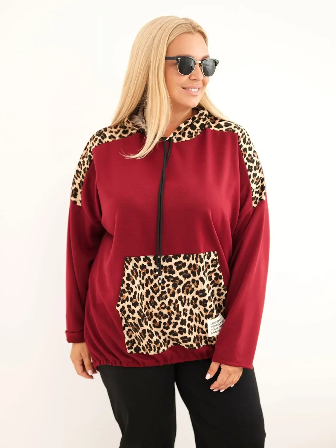 Kesi Plus Size dámská mikina s leopardím vzorem