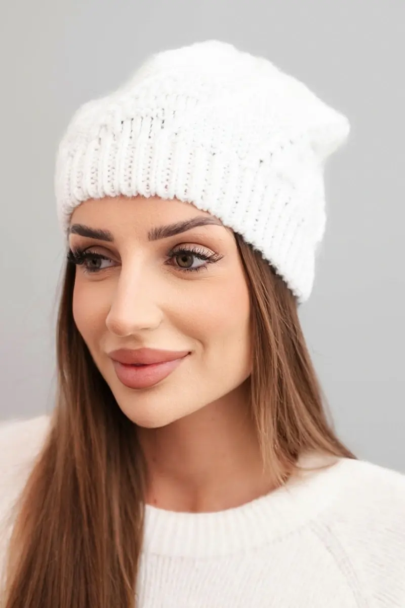 Dámská zimní vlněná čepice Kesi K460 bílá