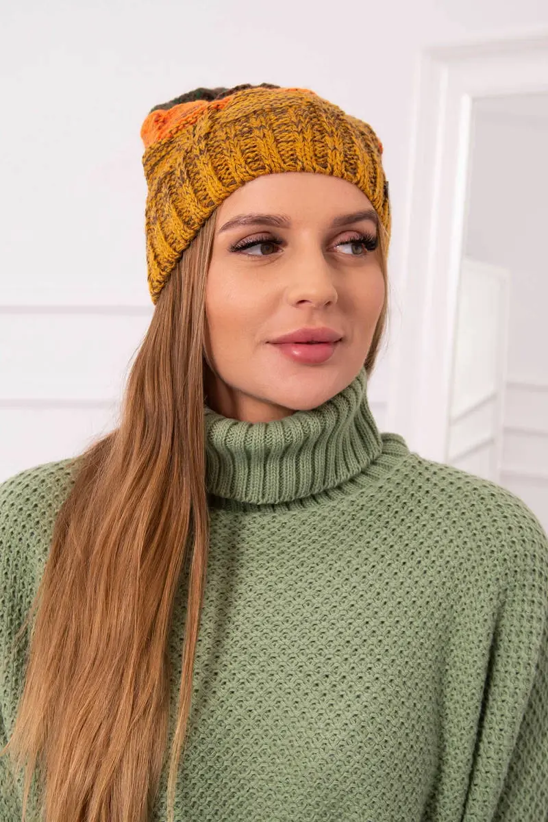 Kesi Fleecová čepice Dolores K303 hořčicová+oranžová+zelená
