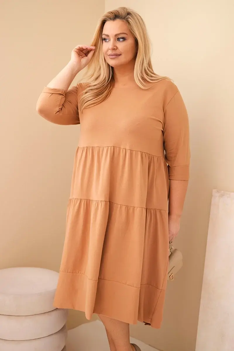 Kesi Dámské šaty Plus Size ART22229 Barva: Béžová, Velikost: UNI