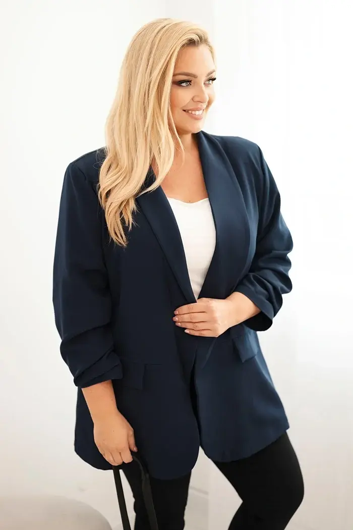 Kesi Dámská sako Plus Size ART1085 Barva: Modrá - tmavě, Velikost: UNI