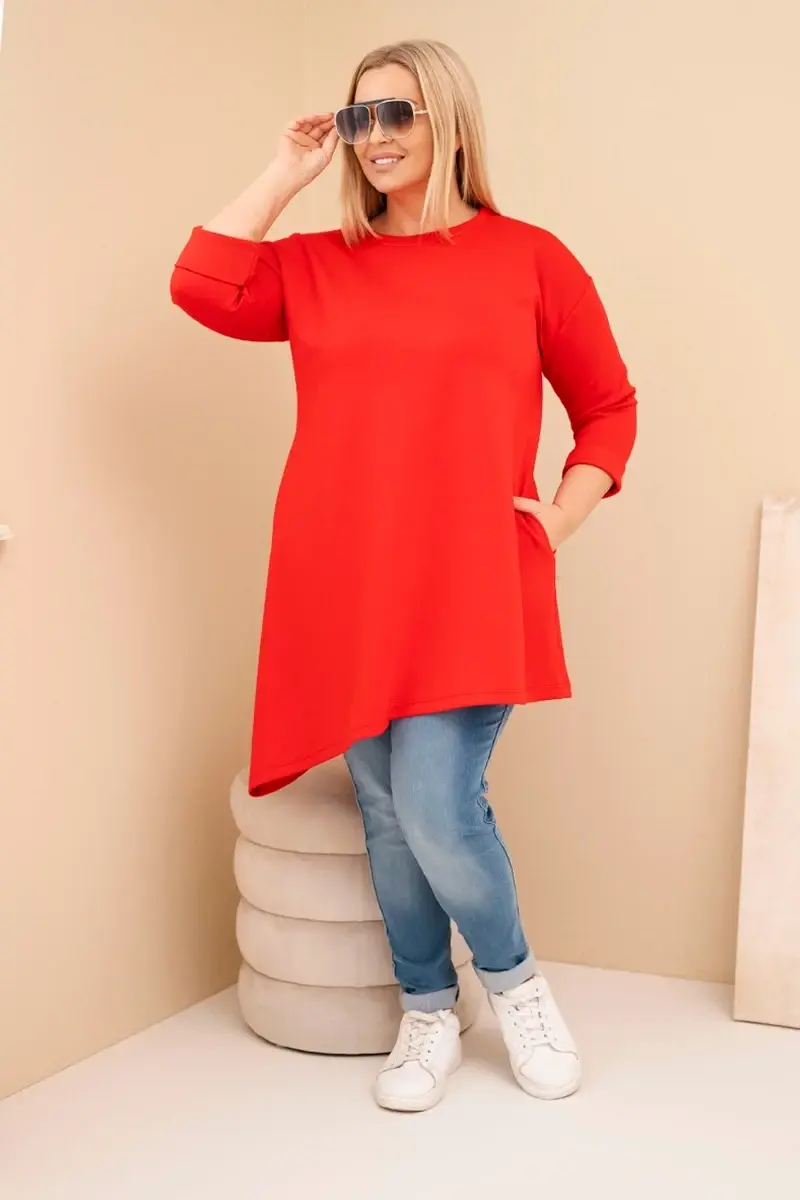 Kesi Dámská mikina Plus Size 7834 Barva: Červená, Velikost: UNI