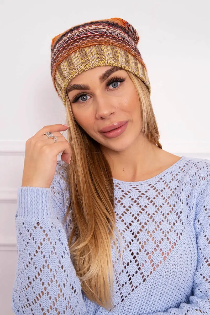 Kesi Krystyna fleecová čepice K207 hnědá+béžová