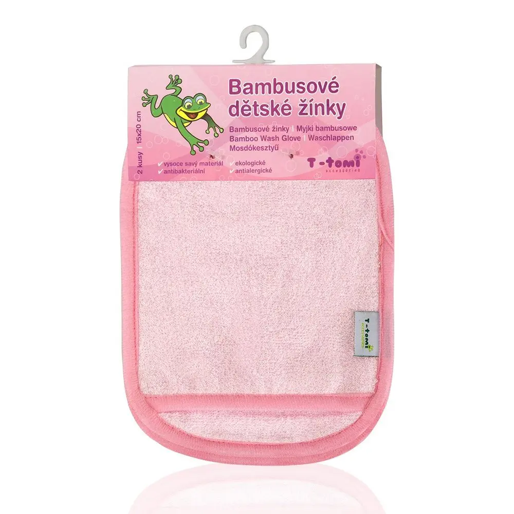 T-TOMI Koupací žínky - rukavice Pink - White ST