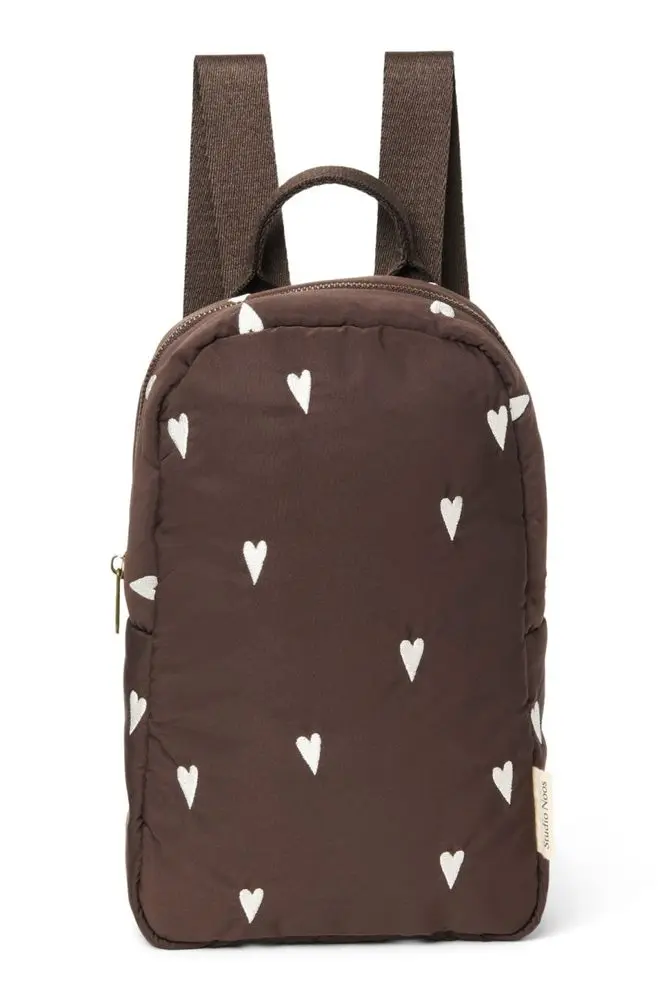 Studio Noos Puffy Mini BACKPACK batůžek Brown Hearts
