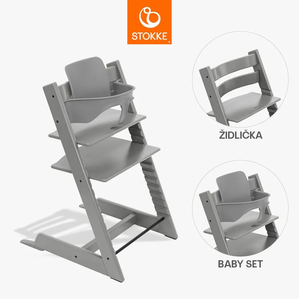 STOKKE® Tripp Trapp® + Baby set zvýhodněná sada - Storm Grey