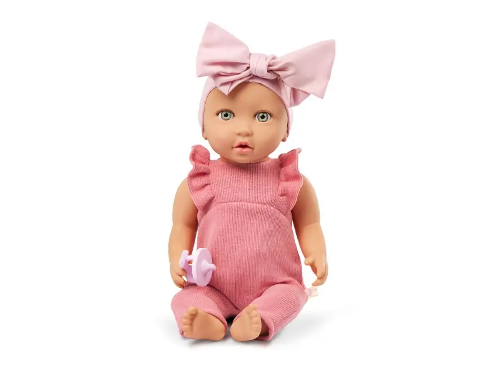 Lulla Baby Panenka 35 cm v overalu s čelenkou Pink