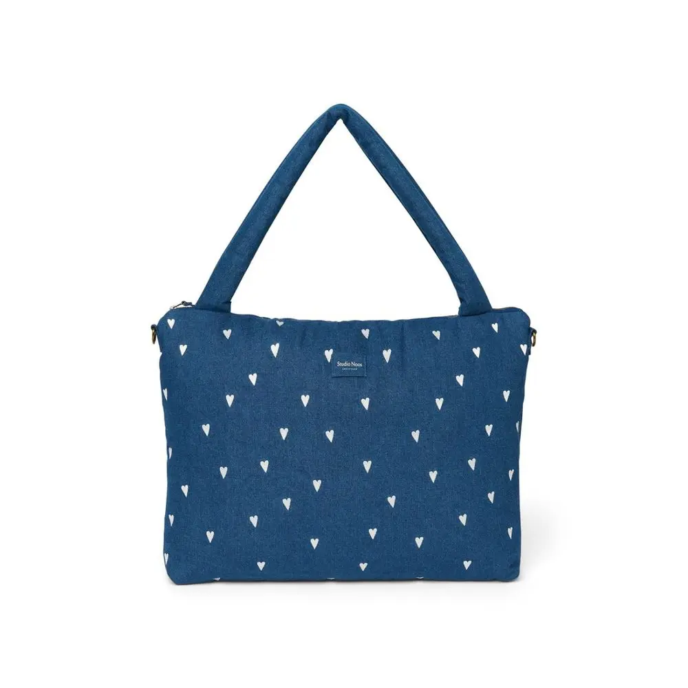 Studio Noos Denim DIAPER BAG - přebalovací taška | Hearts Dark Blue White Hearts