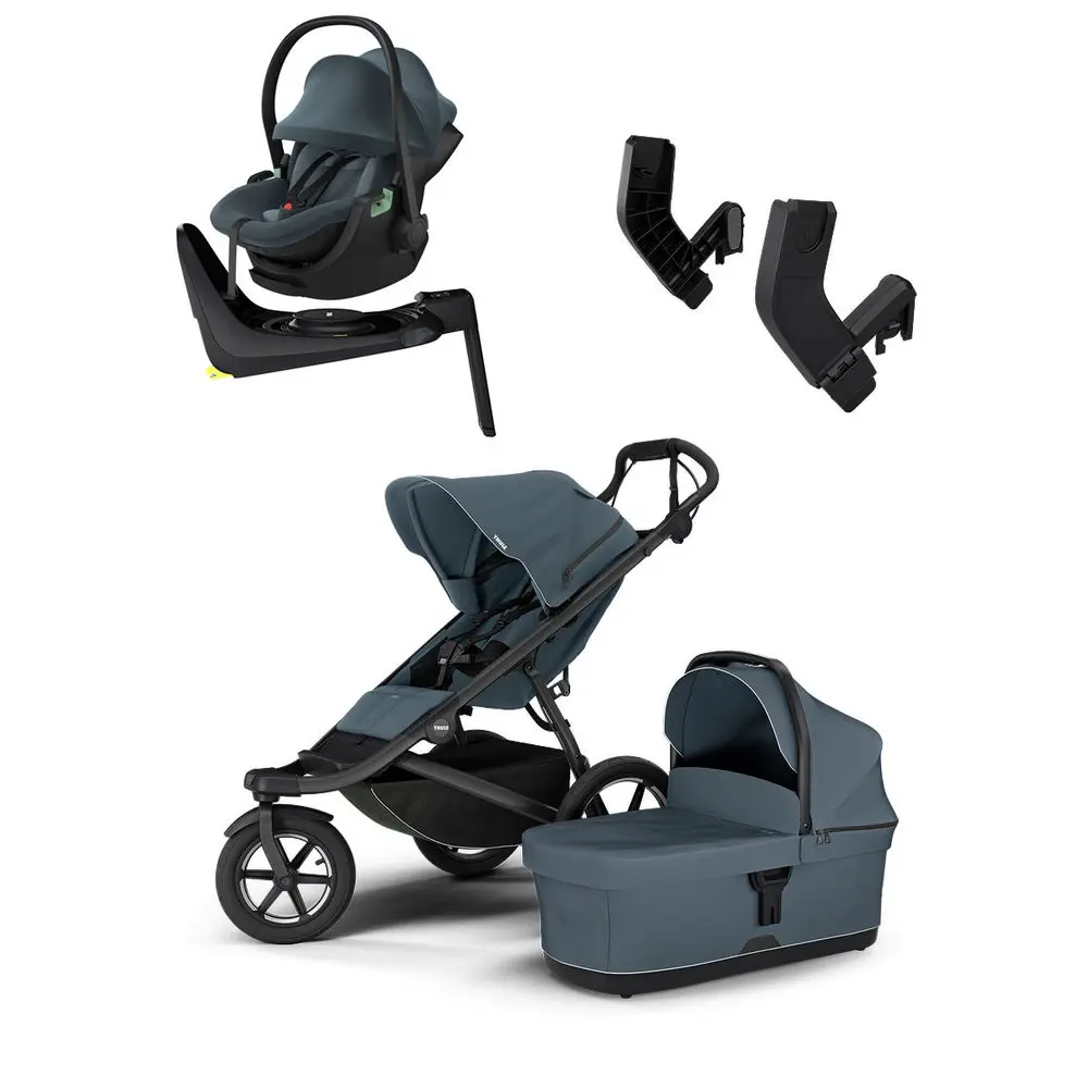 THULE Urban Glide 3 + korba + autosedačka Maple + základna Alfi + adaptéry