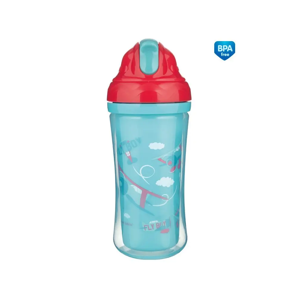Canpol Babies Sportovní láhev se slámkou Fly Boy tyrkysová, 260 ml