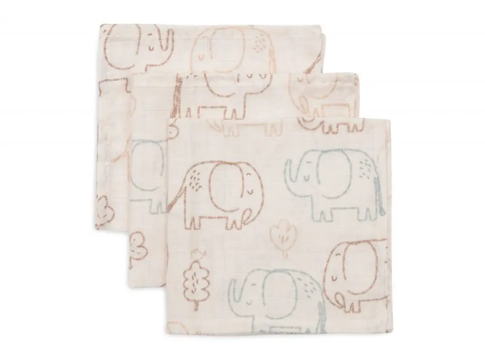 Jollein Ubrousky mušelínové 3 ks 31x31cm Elephant Tales