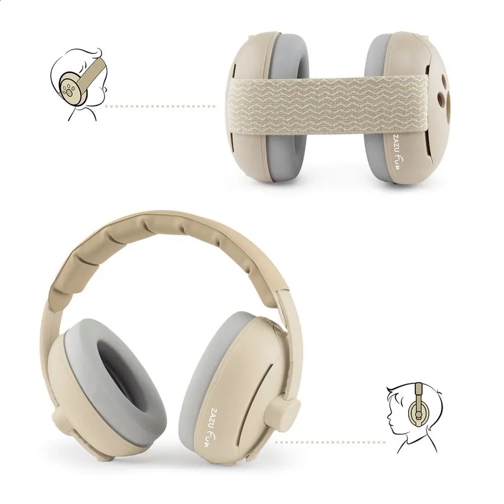 Zazu EARMUFFS béžové - 2v1 dětské chrániče sluchu