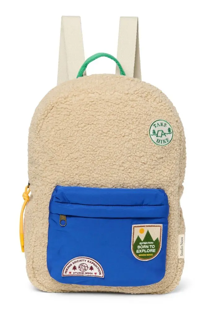 Studio Noos Teddy Midi BACKPACK batůžek s přední kapsou Ecru Cobalt