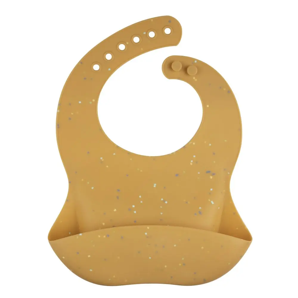 Canpol Babies CANPOL 51/029 Silikonový bryndáček s kapsou DOTS žlutá