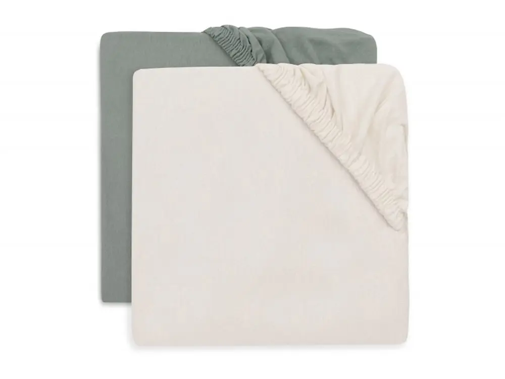 Jollein Prostěradlo napínací 140/150 x 70/75 cm 2 ks Sea Green/Ivory