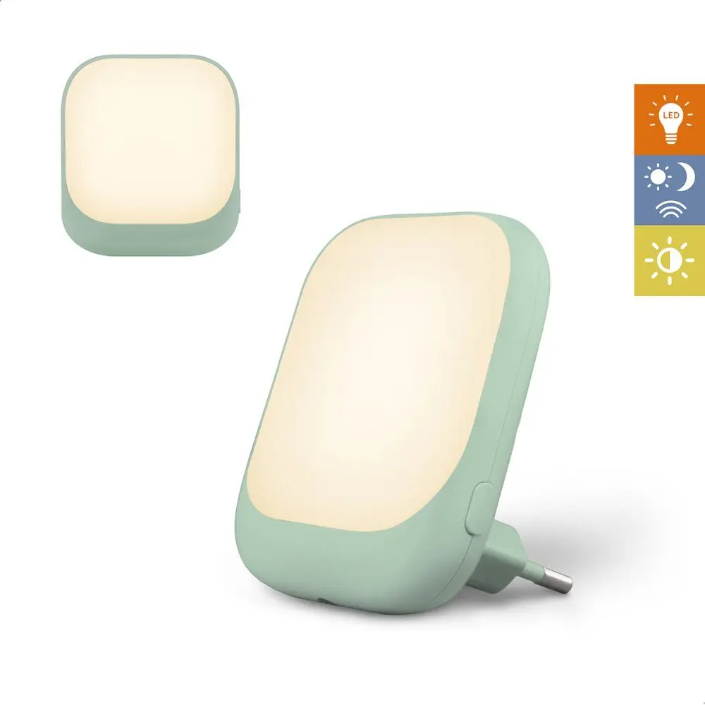 Zazu SOCKET zelené - noční světlo do zásuvky se senzorem soumraku