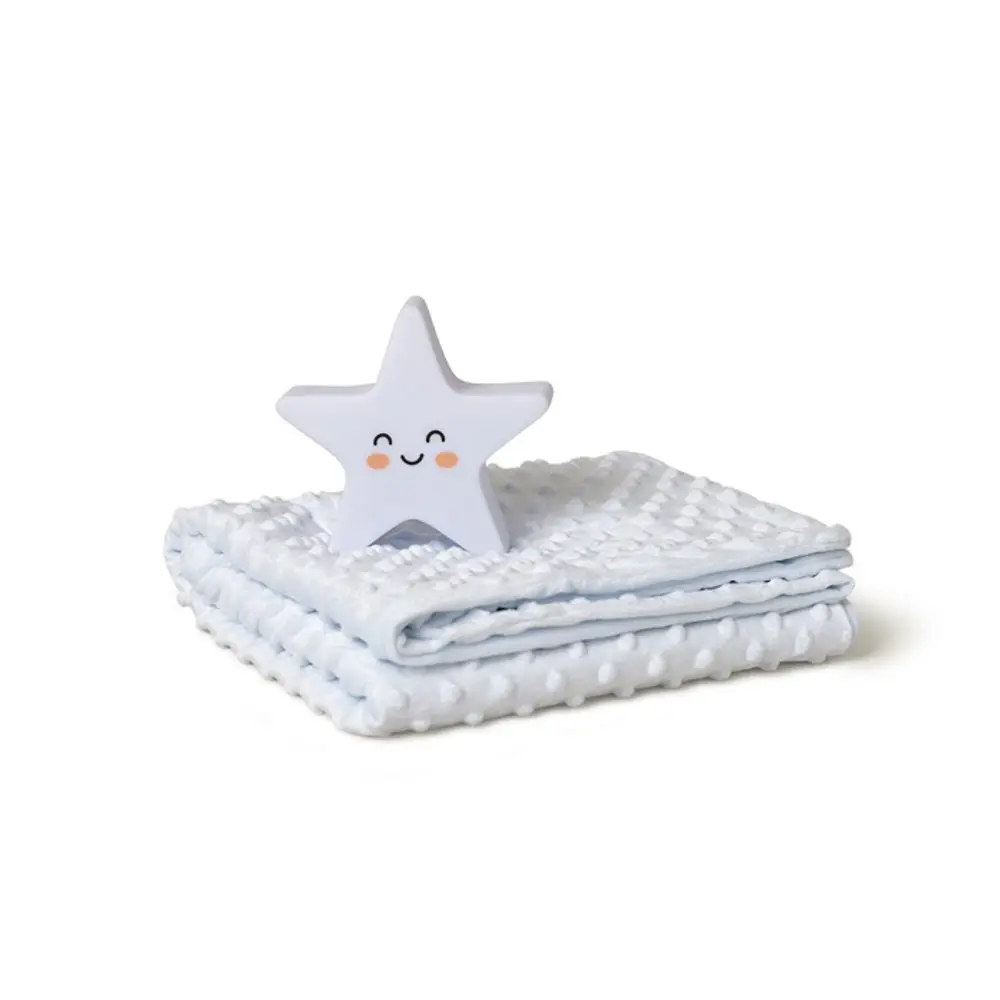 Interbaby SET Deka měkká KULIČKY 80x110 + lampička HVĚZDA - modrá