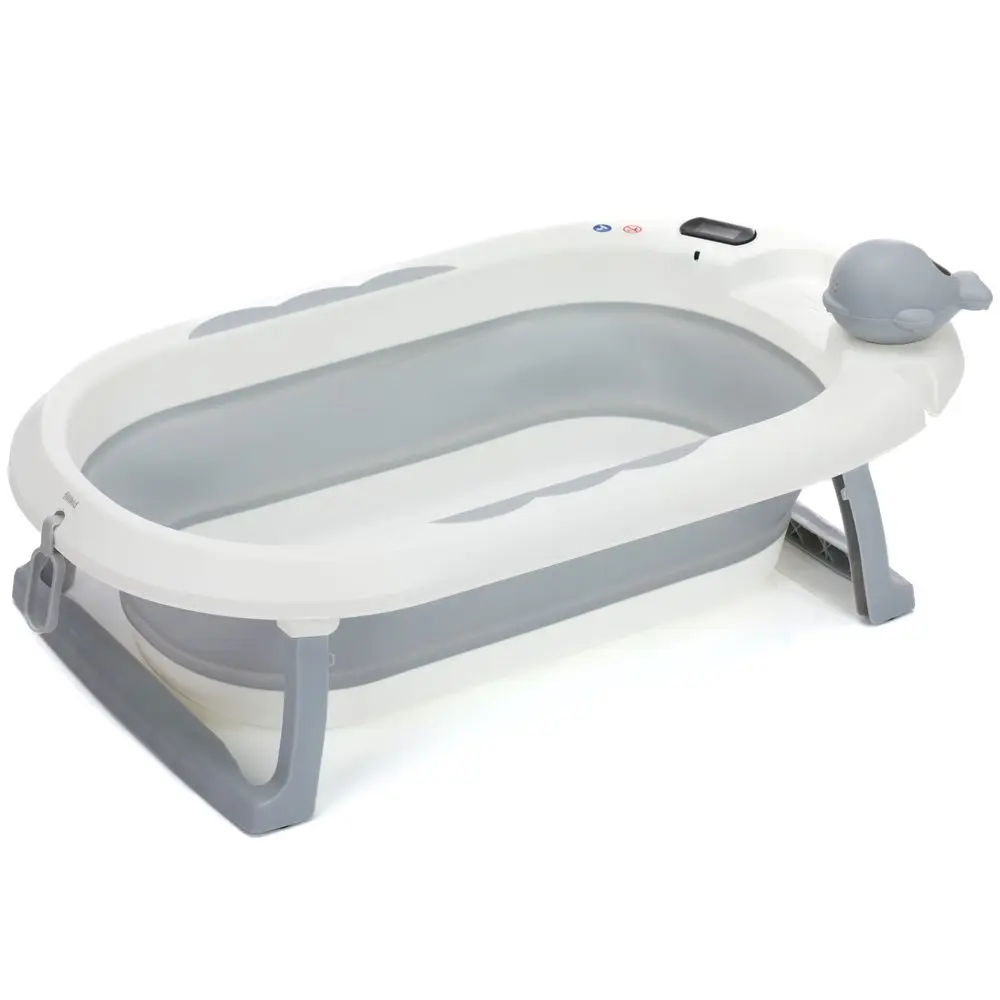 Fillikid Skládací dětská vanička Beluga s teploměrem white-grey