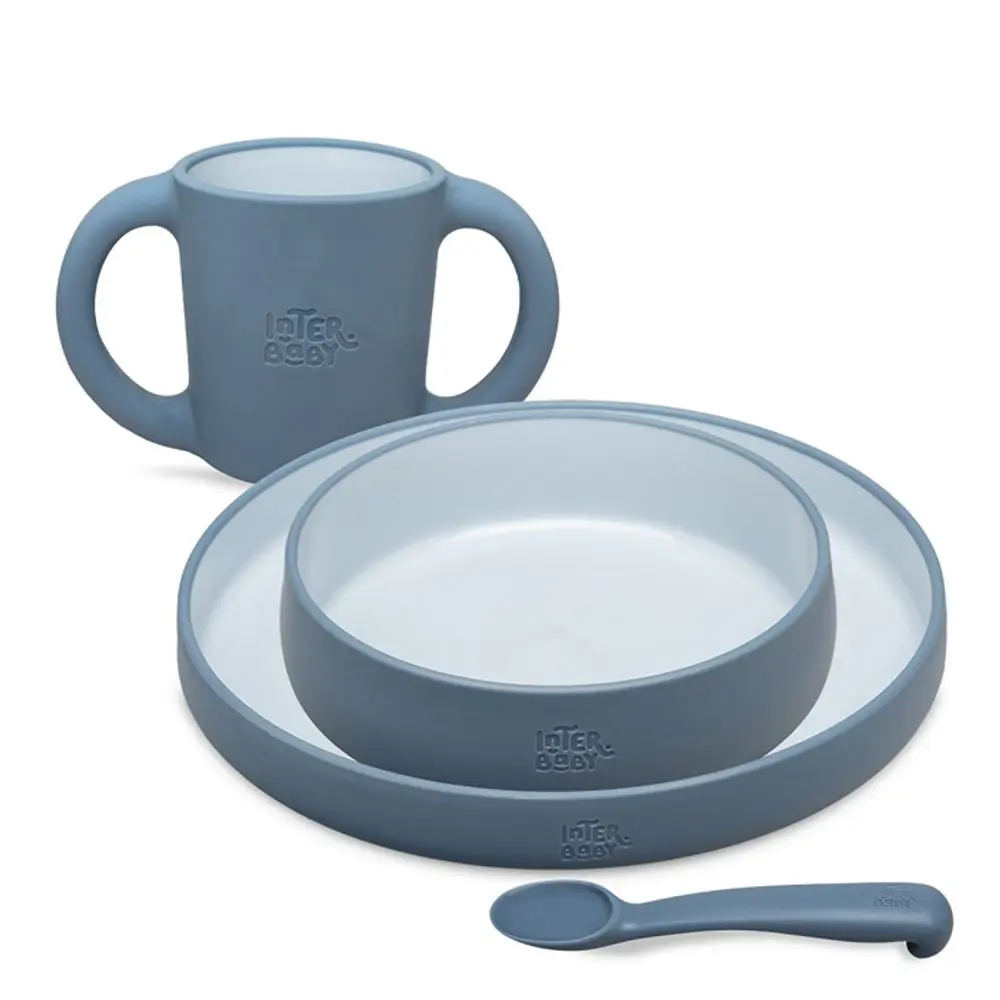 Interbaby JÍDELNÍ SET silikonový - modrý