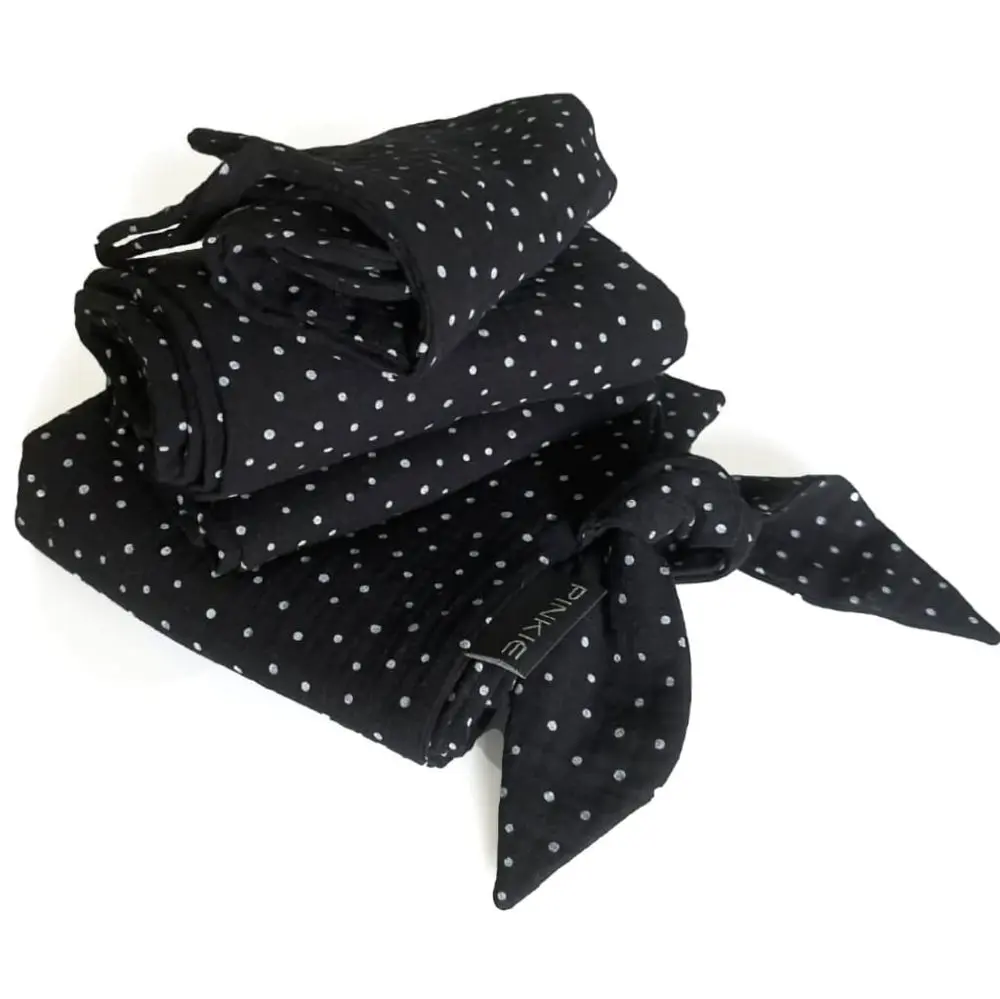 PINKIE set Muslin Black Dots