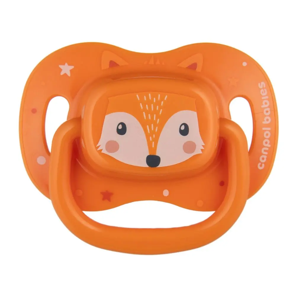 Canpol babies Dudlík silikonový symetrický CUTE ANIMALS 6-18m 1ks oranžový