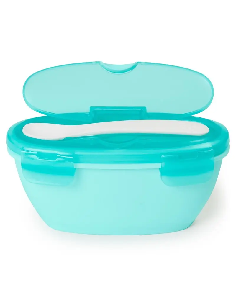 Skip Hop Miska s lžičkou v ochranném pouzdře Easy Serve Teal 240ml, 3m+