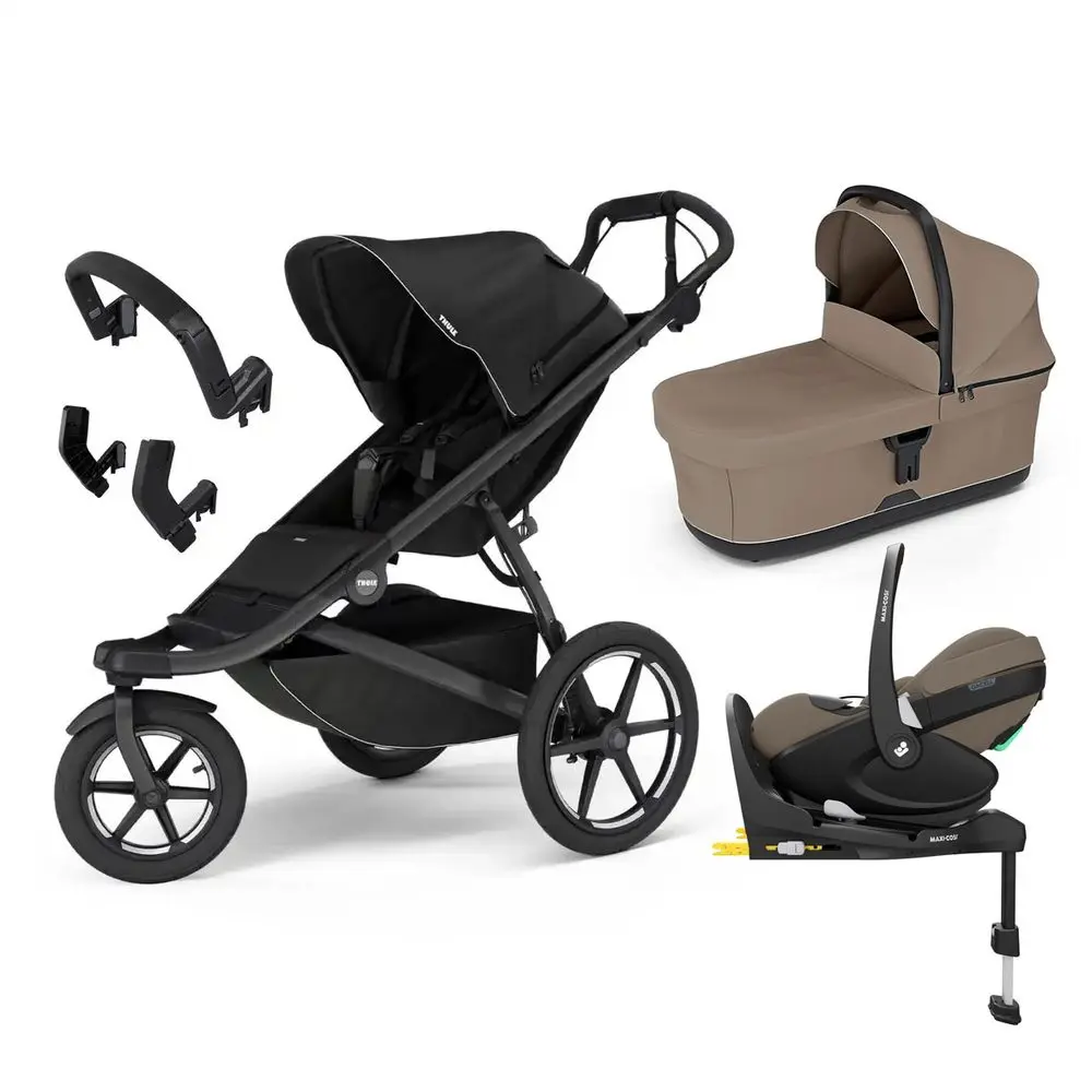 THULE Trojkombinace 6v1 Urban Glide 3 + korba + příslušenství 2026 + Maxi-Cosi Pebble 360 Pro² + základna FamilyFix 360 Pro - Black/Tinted Taupe