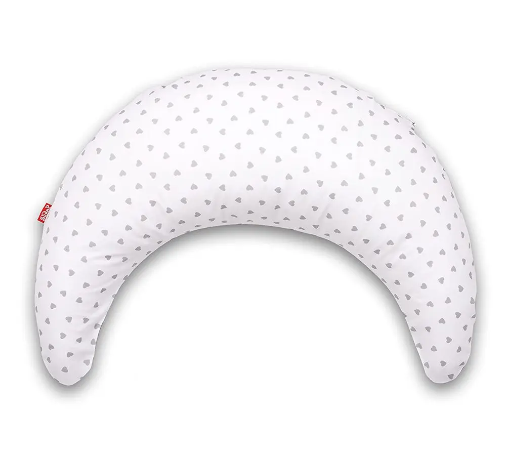 Scamp Kojící polštář ve tvaru půlměsíce (LittleHeartWhiteGray)