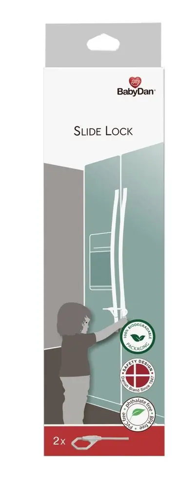 BabyDan uzávěr na úchytky dvířek 2ks Slide Lock, BIO