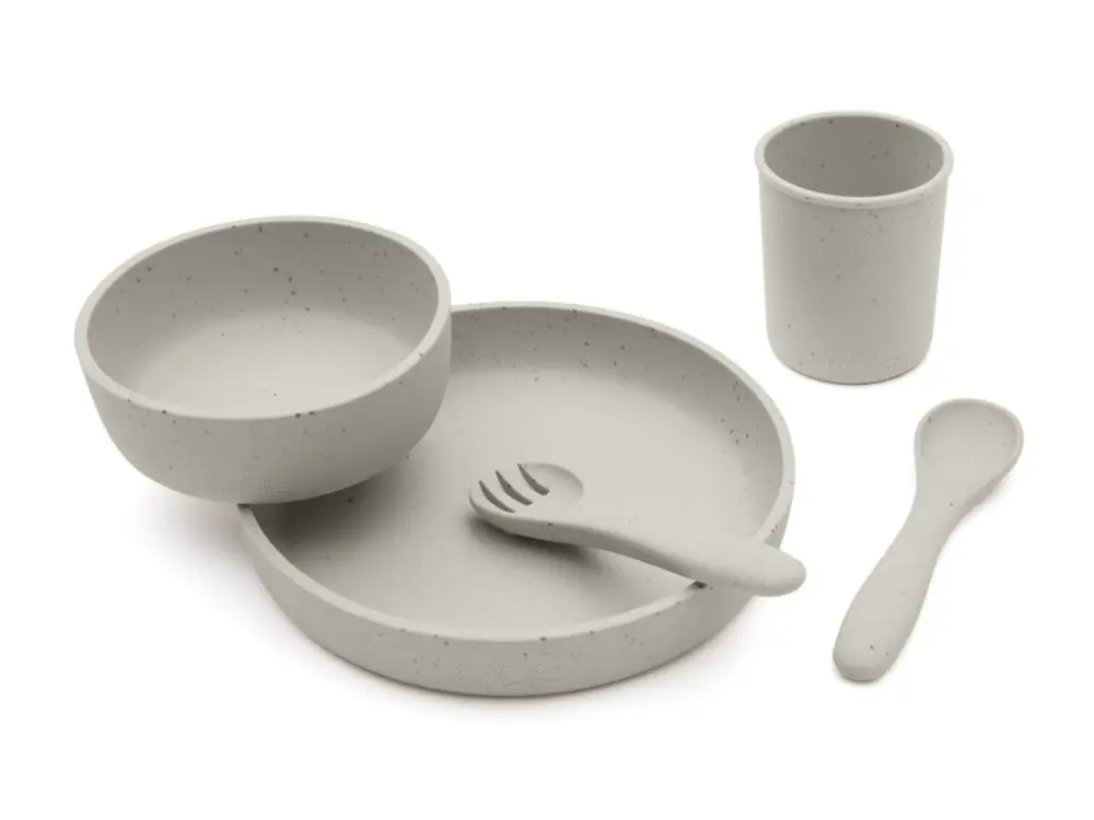KikkaBoo Jídelní sada 5-dílná Platinum Silicone Sand