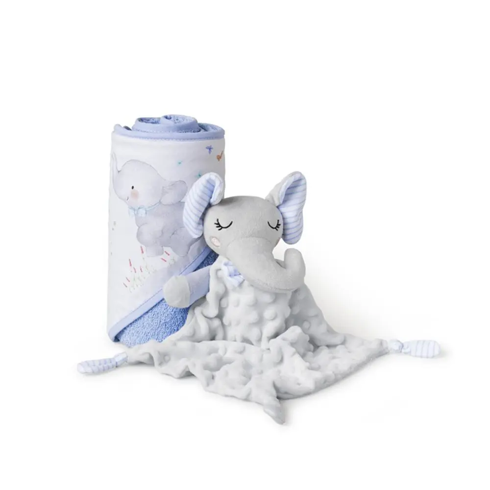 Interbaby SET - OSUŠKA froté 100x100 SLONÍK + PŘÍTULKA - modrá