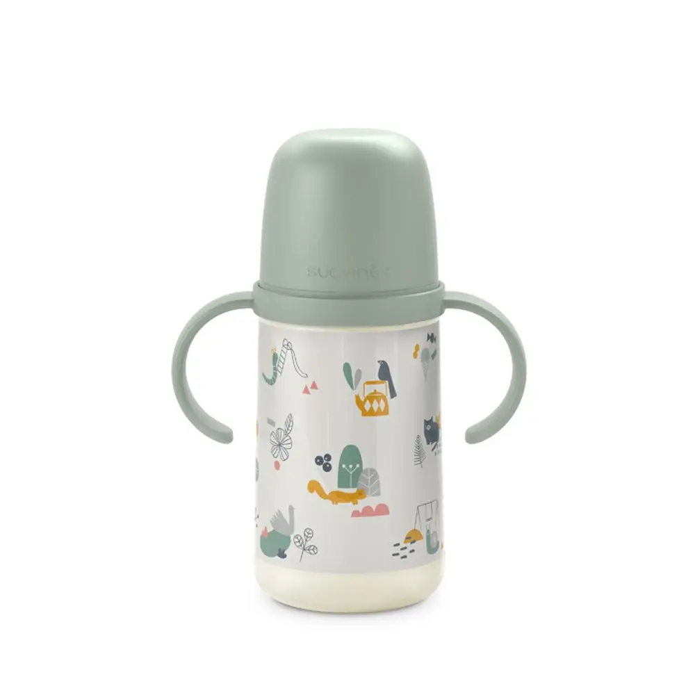 Suavinex DRUHÁ láhev s oušky Walk 270ml - ZELENÁ