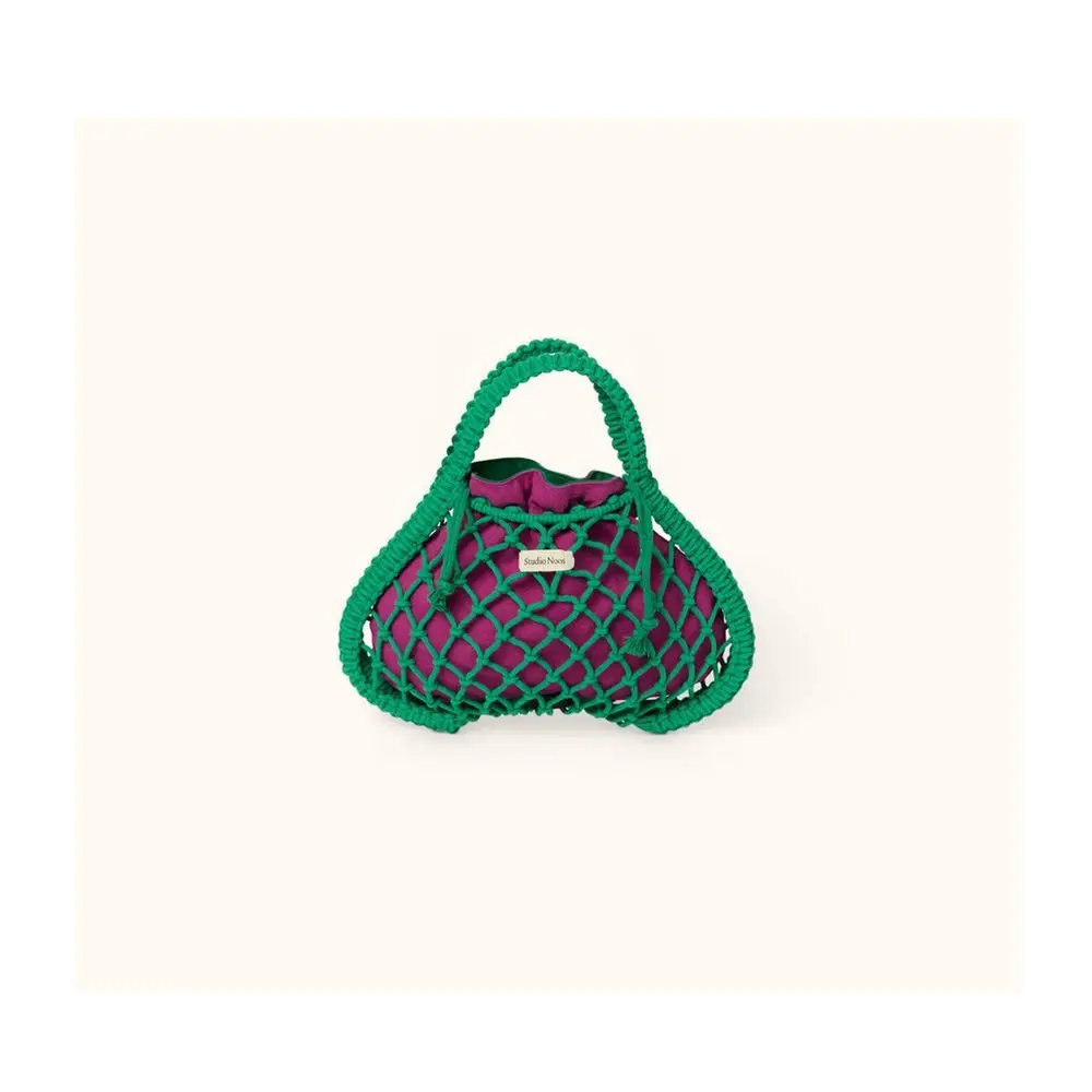 Studio Noos MACRAME MINI HAND BAG síťka Green & taška Purple Green