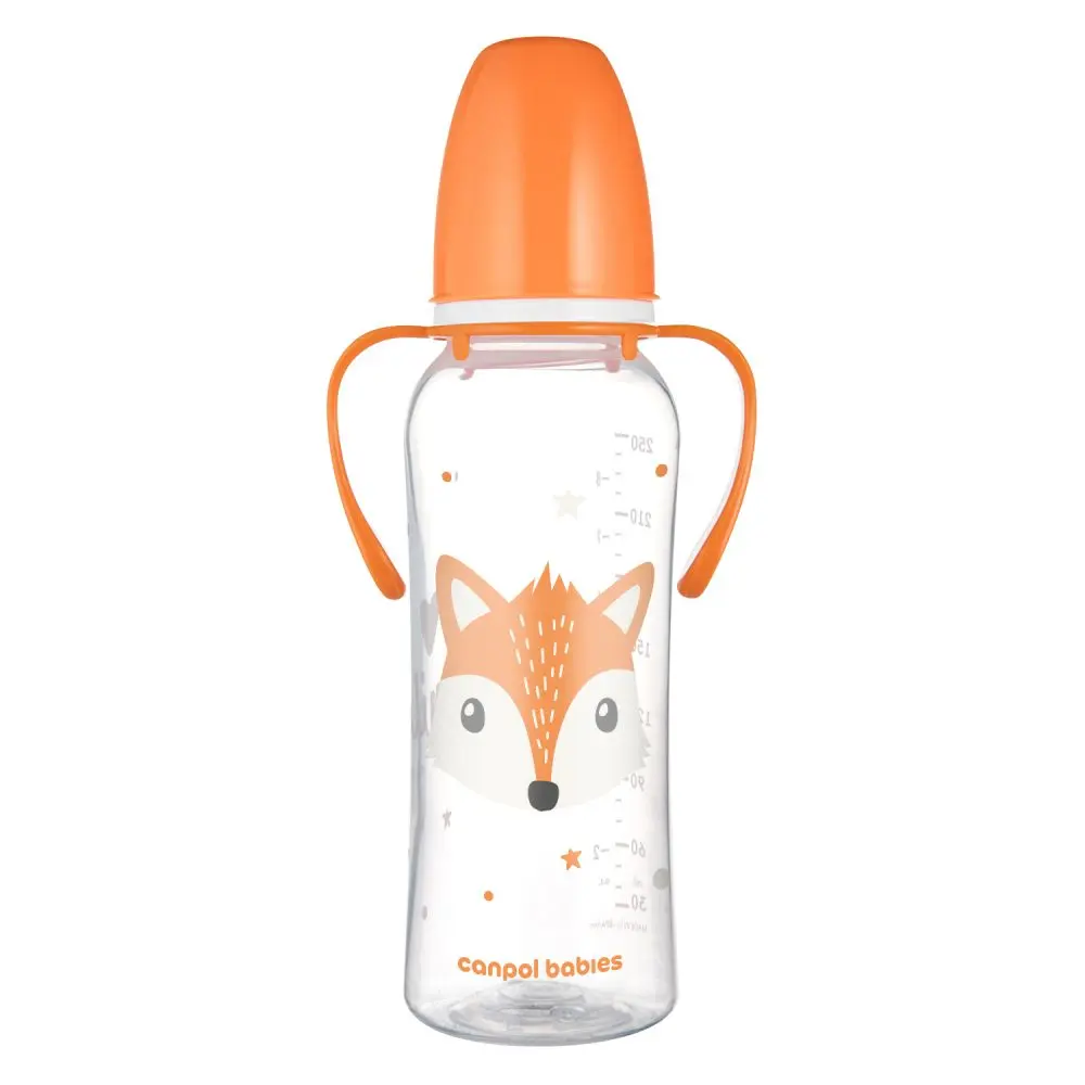 Canpol babies Lahev úzkohrdlá s úchyty CUTE ANIMALS 250ml liška